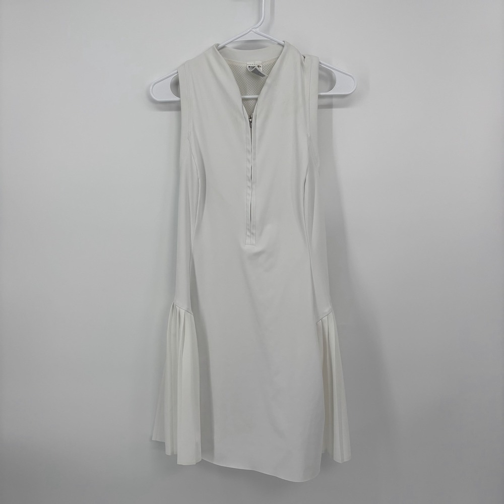 Athleta Ace Tennis‎ Dress Women's Size Medium White Pleated Skirt Lined Pockets